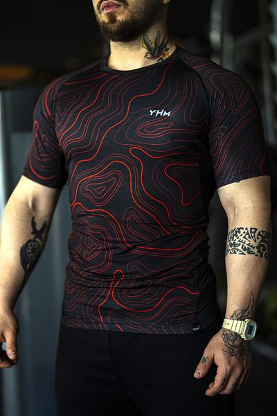 YHM Μπλουζάκι συμπίεσης BreezyMax Red Wavy