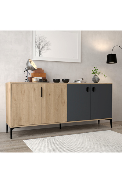 Evmo Home 4001 Neva Konsol 180 Cm Sepet - Antrasit Tv Ünitesi - Yemek Odası - Kahve Köşesi