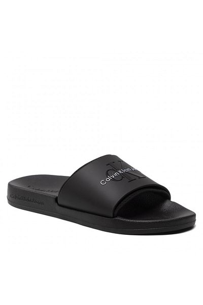 Calvin Klein Men's Logo Detailed Black Slippers