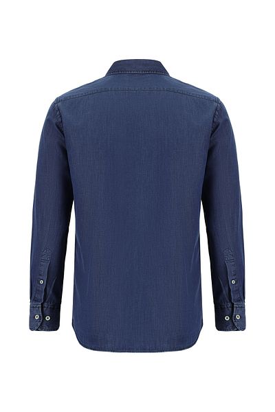 Abdullah Kiğılı Long Sleeve Slim Fit Cotton Denim Shirt