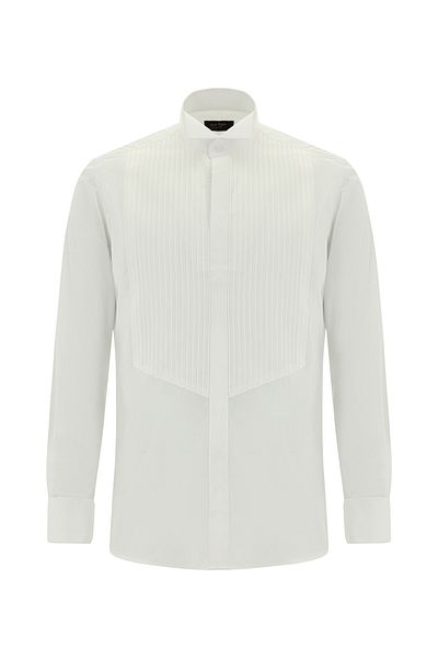 Abdullah Kiğılı Slim Fit Slim Fit Cotton Ata Collar Pleated Shirt
