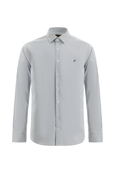 Abdullah Kiğılı Cămașă italiană cu mânecă lungă, cu dungi, din bumbac