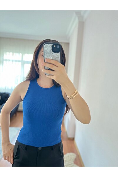 Meros Atelier Kadın Saks Mavisi Basic Fitilli Atlet