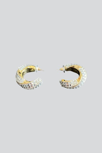 stravis Stone Embroidered Hoop Earrings