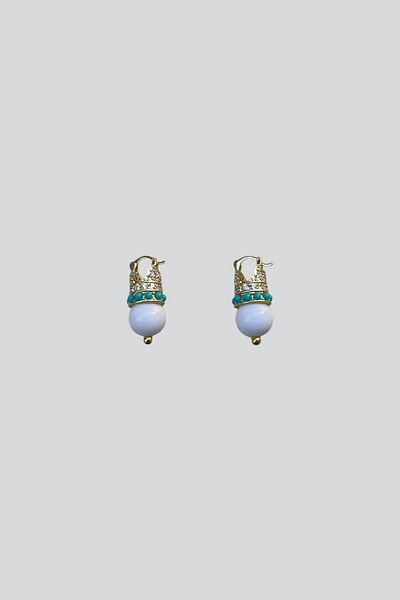 stravis Stone Embroidered Round Tip Earrings