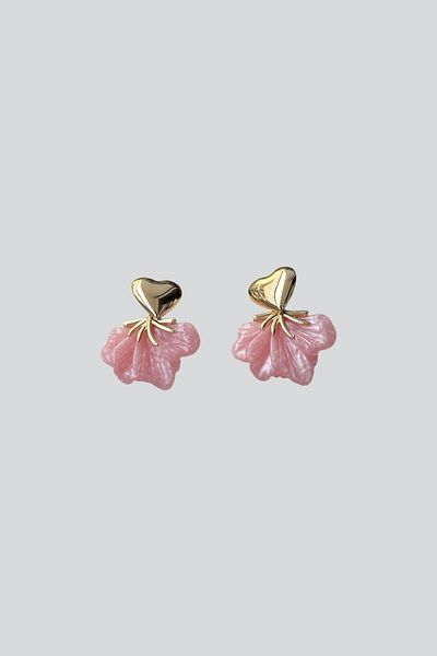 stravis Heart Dangle Leaf Earrings