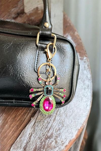 stravis Spider Figured Stone Embroidered Keychain Bag Charm