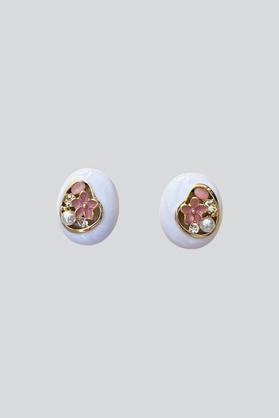 stravis Resin Pearls Flower Earrings