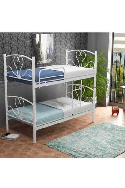 arvenlive Şık Metal Ranza 90x190 Cm Çift Kişilik (beyaz Renk ) Yataksız