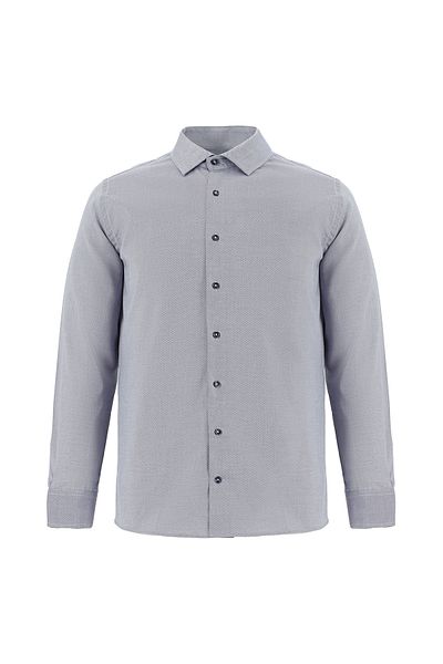 Abdullah Kiğılı Patterned Slim Fit Cotton Shirt - Long Sleeve