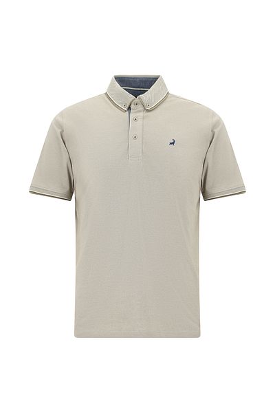 Kiğılı Regular Fit Patterned Embroidered Cotton Polo Neck T-Shirt