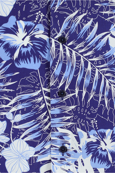 Abdullah Kiğılı Kısa Kol Regular Fit Desenli Pamuklu Kolay Ütülenebilir Gömlek