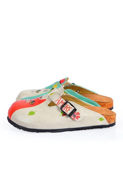 Goby Kedi Baskılı Burnu Kapalı Çok Renkli Sabo Kadın Terlik