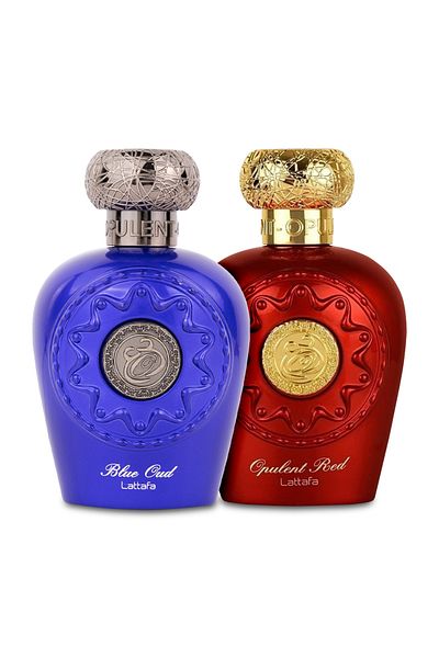 lattafa Συσκευασία με 2 αρώματα Best Seller, από την Lattafa, Blue Oud 100 ml για τον άντρα και Opulent Red 100 ml για εκείνη