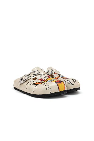 Goby Γυναικείες παντόφλες Cute Deer Pattern με κλειστή μύτη κρέμα πορτοκαλί Sabo