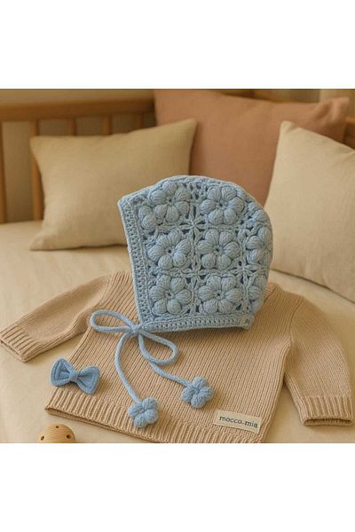 No Name Atelier Summer Vintage Design Baby Hat 100% Cotton Yarn