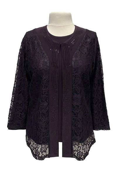 HESNA Set rochie de seara Plum Fate Mother cu jacheta