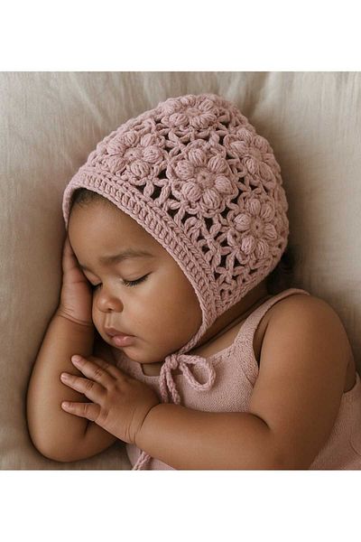 No Name Atelier Summer Vintage Design Baby Hat 100% Cotton Yarn