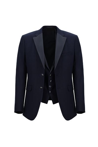 Kiğılı Mono Collar Slim Fit Tuxedo with Vest - Groom Suit