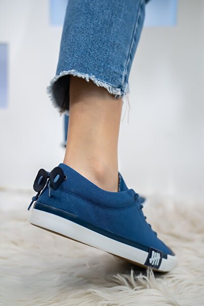 Shupe Unisex Mavi Disel Keten Spor Ayakkabı Yazlık Mevsimlik Dayanıklı Rahat Sneaker