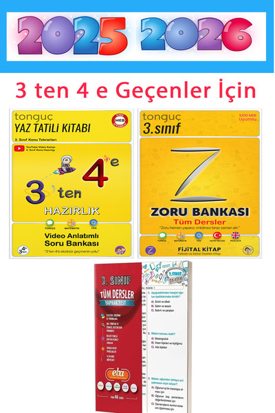 Tonguç Yayınları 3. Sınıf Tüm Dersler Zoru Bankası Ve 3'ten 4'e Hazırlık Kitabı Ile Yaprak Test