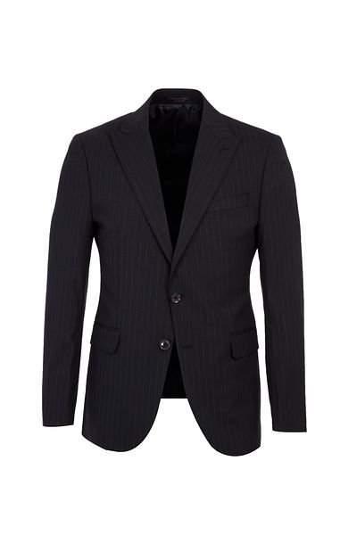 Abdullah Kiğılı Pointed Collar Woolen Striped Slim Fit Suit