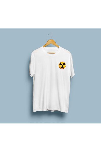 Generic Brand Oversized unisex T-shirt με σχέδιο τσέπης και λογότυπο ραδιενερ...