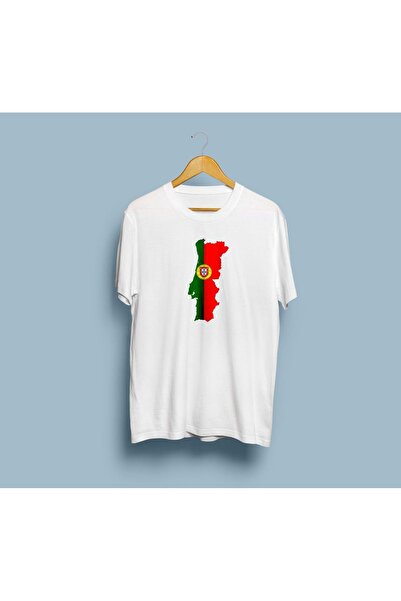 Generic Brand تي شيرت للجنسين بتصميم خريطة البرتغال/البرتغال مقاس كبير