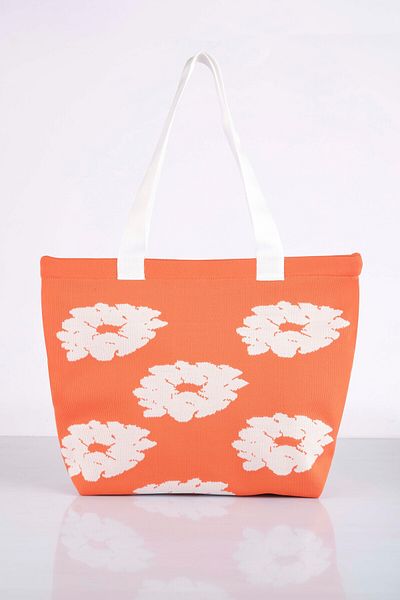 Sebir Moda Floral Patterned Knitwear Shoulder and Beach Bag