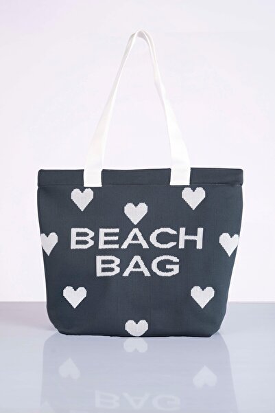 Sebir Moda Пляжна сумка з трикотажу з серцевим візерунком