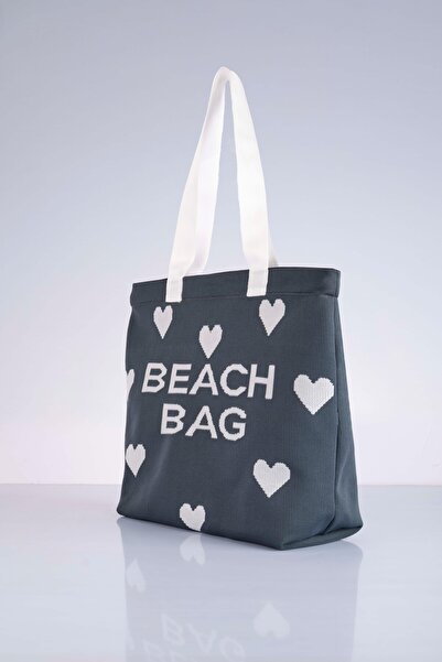 Sebir Moda Пляжна сумка з трикотажу з серцевим візерунком