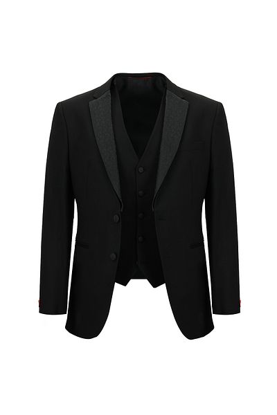 Kiğılı Mono Collar Slim Fit Tuxedo with Vest - Groom Suit
