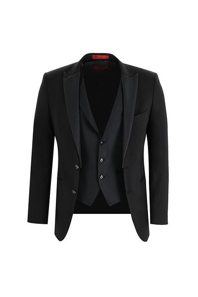 Kiğılı Slim Fit Slim Fit Pointed Collar Tuxedo & Groom Suit with Vest