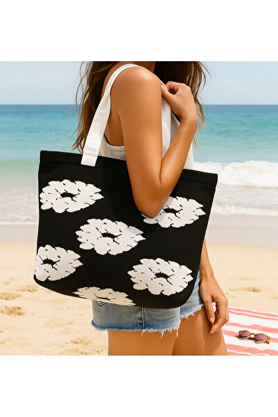 Sebir Moda Τσάντα ώμου και παραλίας με μοτίβο λουλουδιών