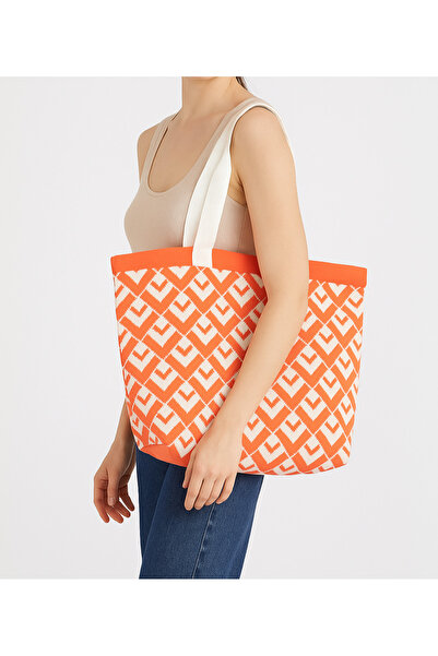 Sebir Moda حقيبة كتف وحقيبة شاطئ منسوجة على شكل حرف V