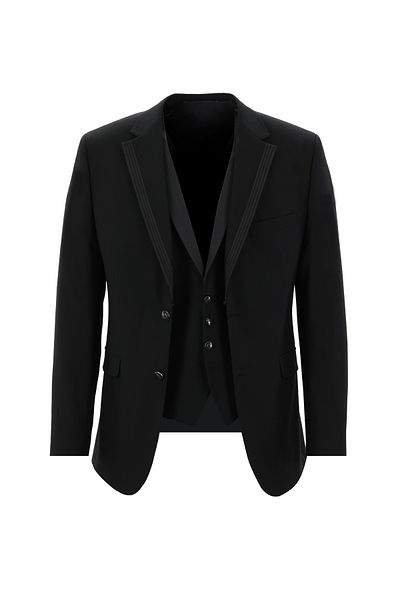 Kiğılı Mono Collar Slim Fit Tuxedo with Vest - Groom Suit