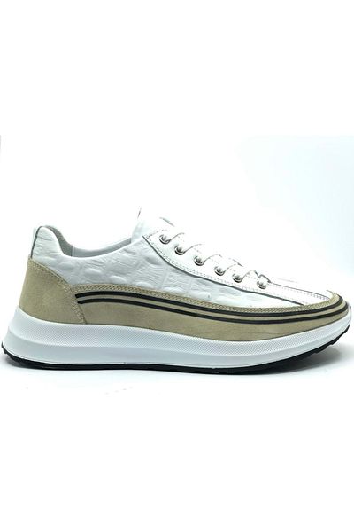 Kocamanlar Ayakkabı Dropland 9141 Genuine Leather Men's Casual Shoes White