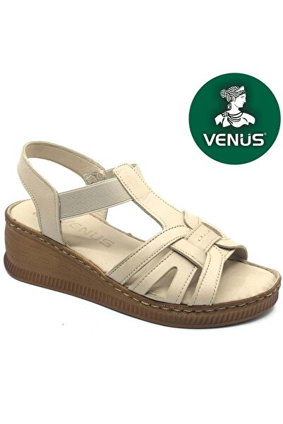 Venüs Tog Genuine Leather Comfort Orthopedic Women's Sandals Beige