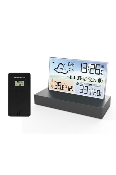 Choice Black Digital Weather Station Temperature Humidity Meter Alarm Clock Weather Forecast Frost Warning