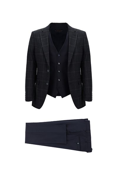 Abdullah Kiğılı Slim Fit Slim Fit Woolen Combination Vest Suit