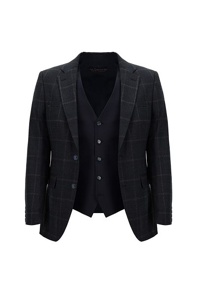 Abdullah Kiğılı Slim Fit Slim Fit Woolen Combination Vest Suit
