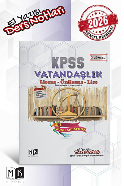 MK Yayıncılık 2026 Kpss Vatandaşlık El Yazısı Ders Notları Kitabı