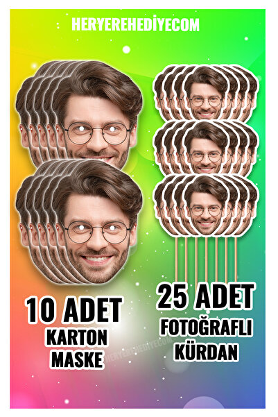 heryerehediye Bekarlığa Veda Karton Maske Ve Kürdan Seti, Kalın Kuşe Baskı