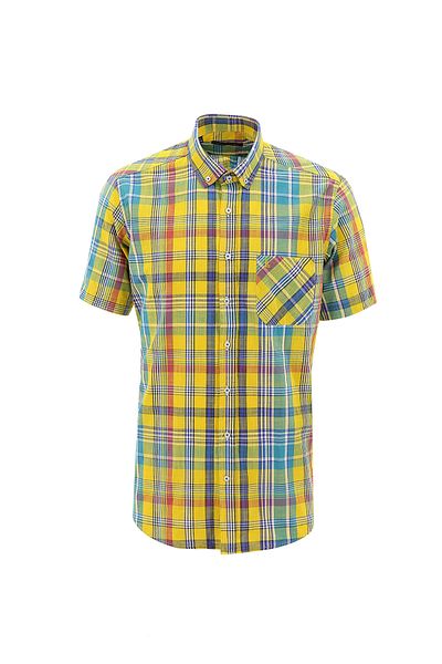 Abdullah Kiğılı Plaid Patterned Short Sleeve Cotton Sports Shirt - Regular Fit