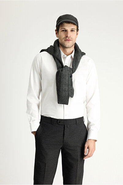 Kiğılı Класична бавовняна сорочка з довгим рукавом, що облягає фігуру, не прасується