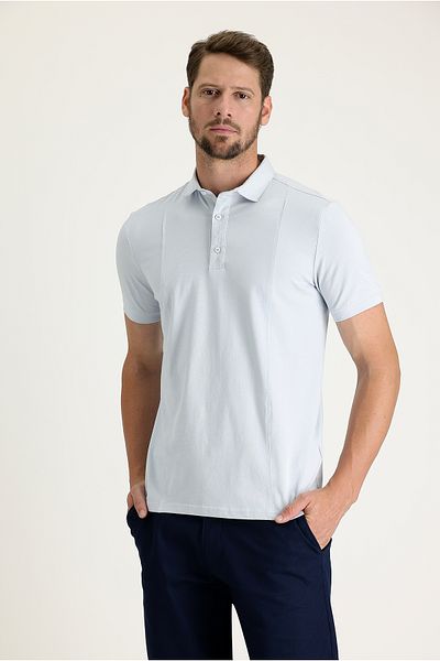 Kiğılı تي شيرت قطني بقصة ضيقة وياقة بولو من Single Jersey