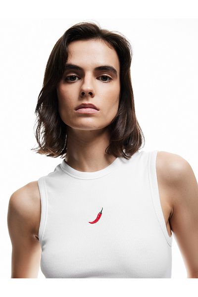 Koton Cotton Crew Neck Sleeveless Athlete with Pepper Embroidery Detail