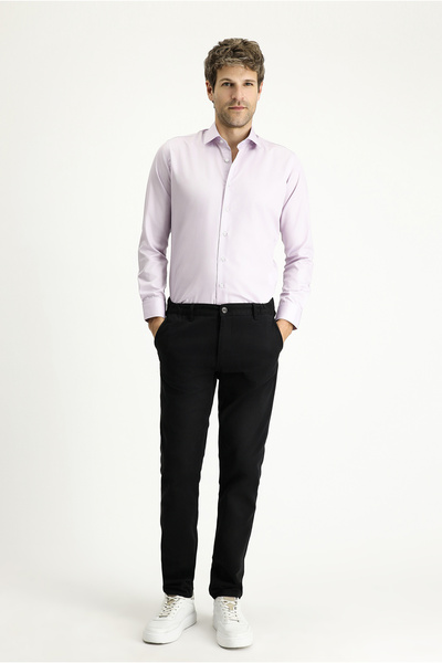 Kiğılı Uzun Kol Slim Fit Dar Kesim Klasik Non Iron Saten Pamuklu Gömlek