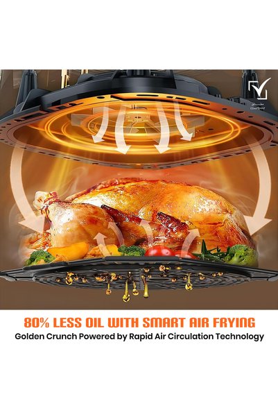 JINOU Air Fryer 8L with Non-Stick Bucket, Touch Panel & 10 Free Paper Liners for Multi-Cooking
