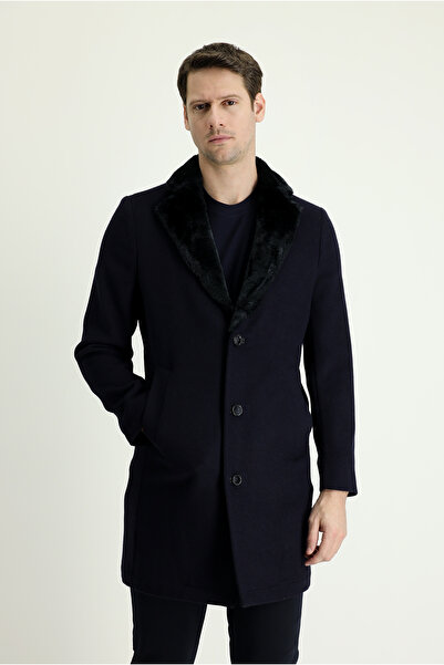 Kiğılı معطف صوف بياقة فرو